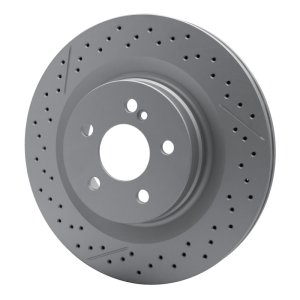 Mercedes-Benz C63 AMG Brake Rotor (1) - Rear - R1 Concepts - Drilled & Slotted GeoSPEC Coated - `08-`15